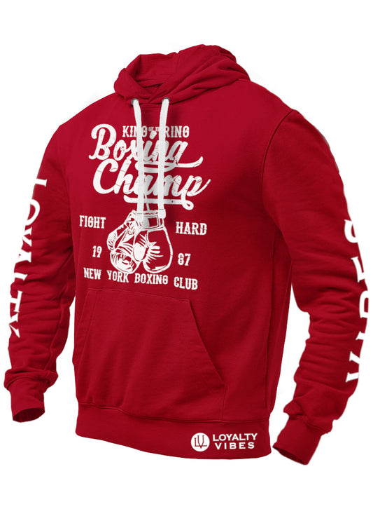 Loyalty Vibes New York Boxing Hoodie Maroon Men's - Loyalty Vibes