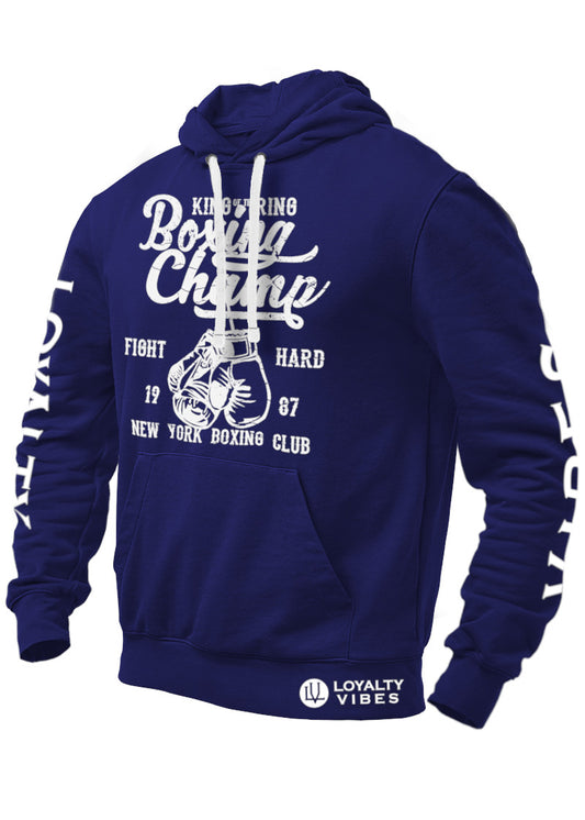 New York Boxing Hoodie Navy Blue Men's - Loyalty Vibes