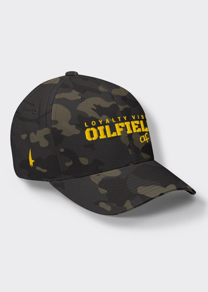 Oilfield AF Fitted Hat - Black Camo/Gold - Loyalty Vibes