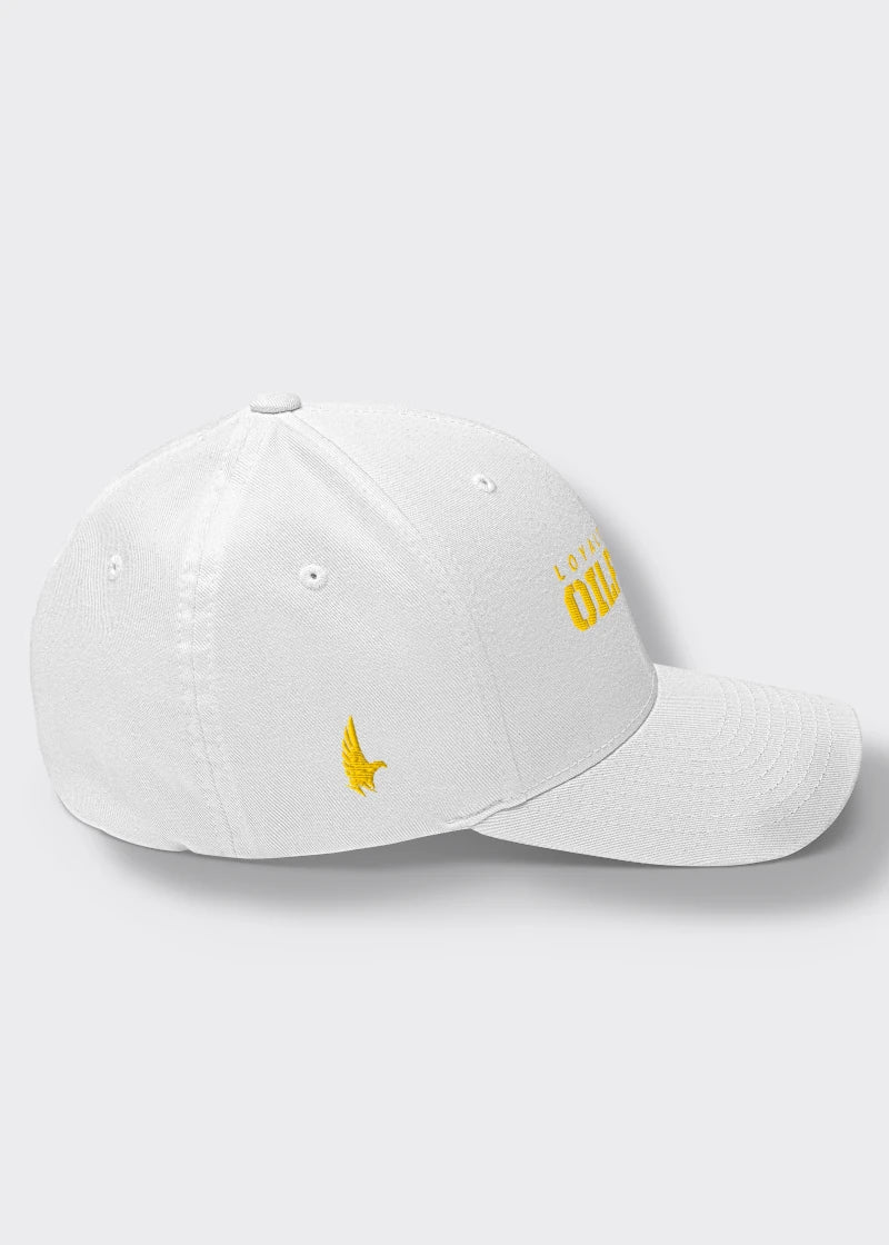 Oilfield AF Fitted Hat - White/Gold - Side - Loyalty Vibes