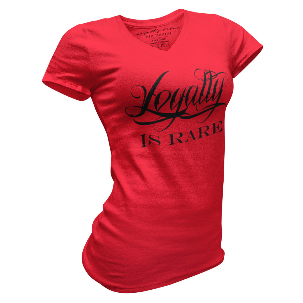 Loyalty Is Rare V-Neck Tee Red - Loyalty Vibes