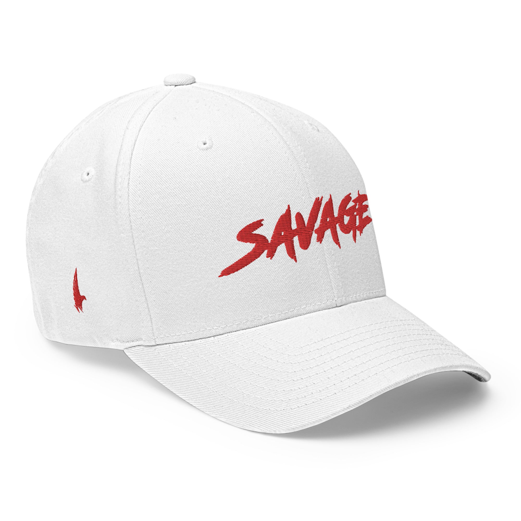 Savage Fitted Hat White Red - Loyalty Vibes