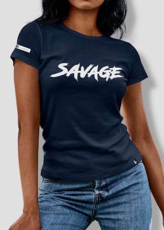 Savage Tee Navy Blue - Loyalty Vibes