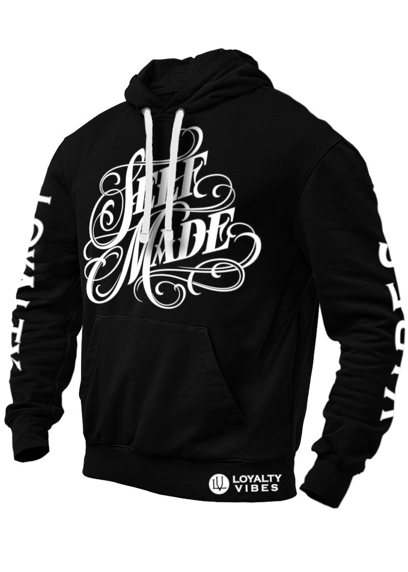 Self Made Hoodie Black White - Loyalty Vibes