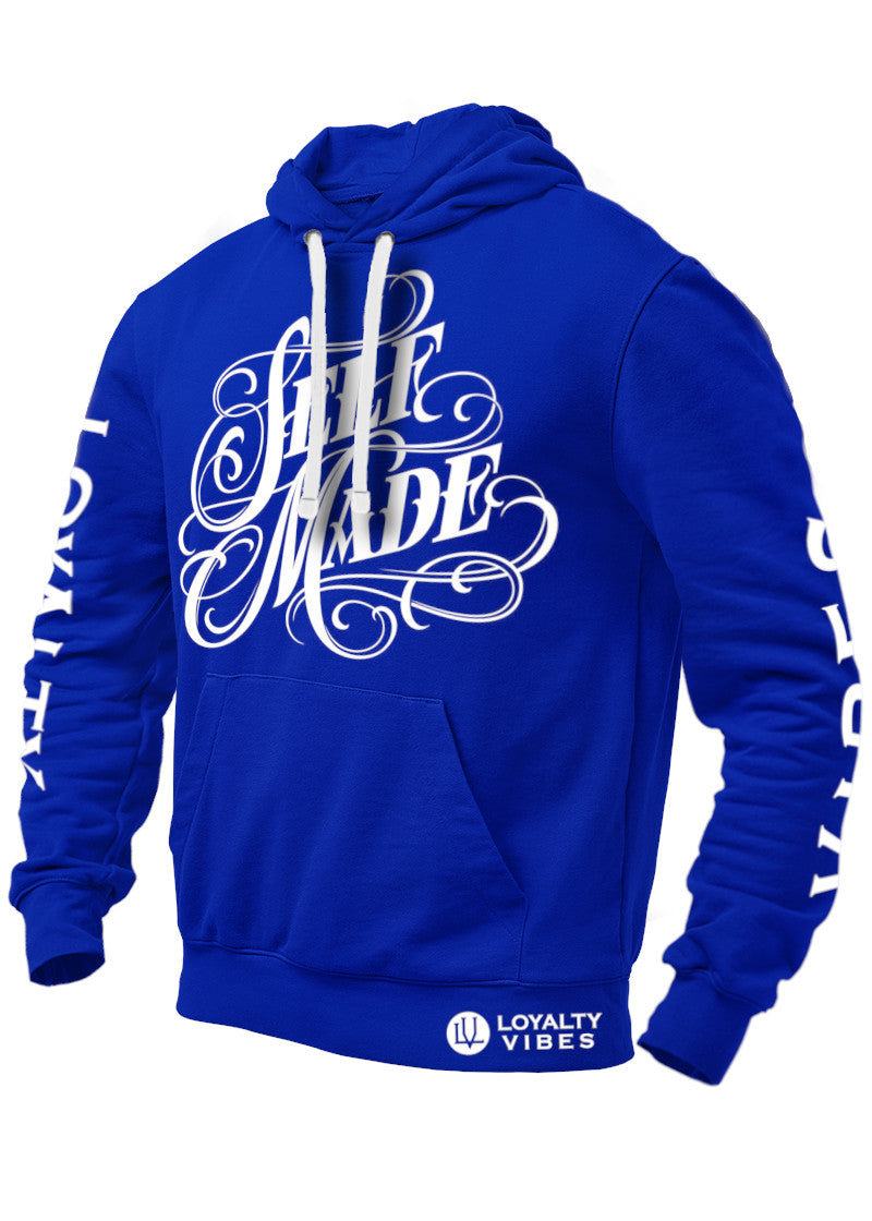 Self Made Hoodie Blue White - Loyalty Vibes