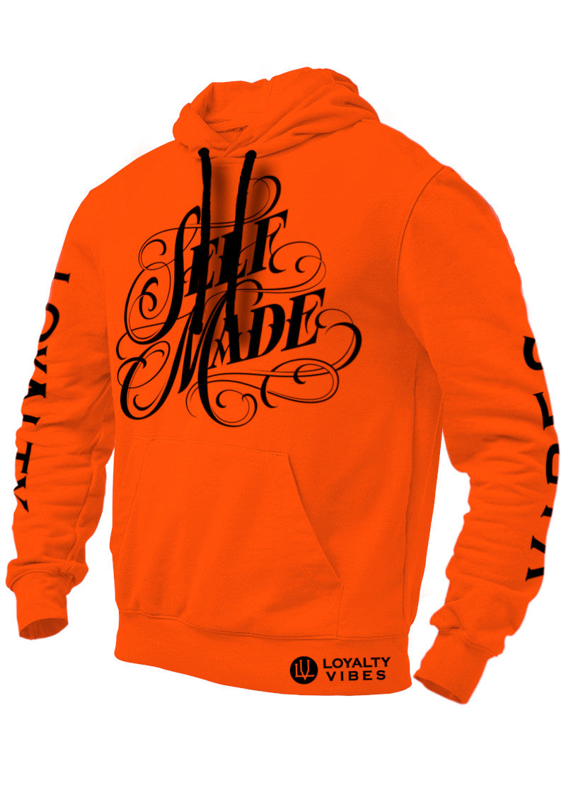 Self Made Hoodie Orange Black - Loyalty Vibes