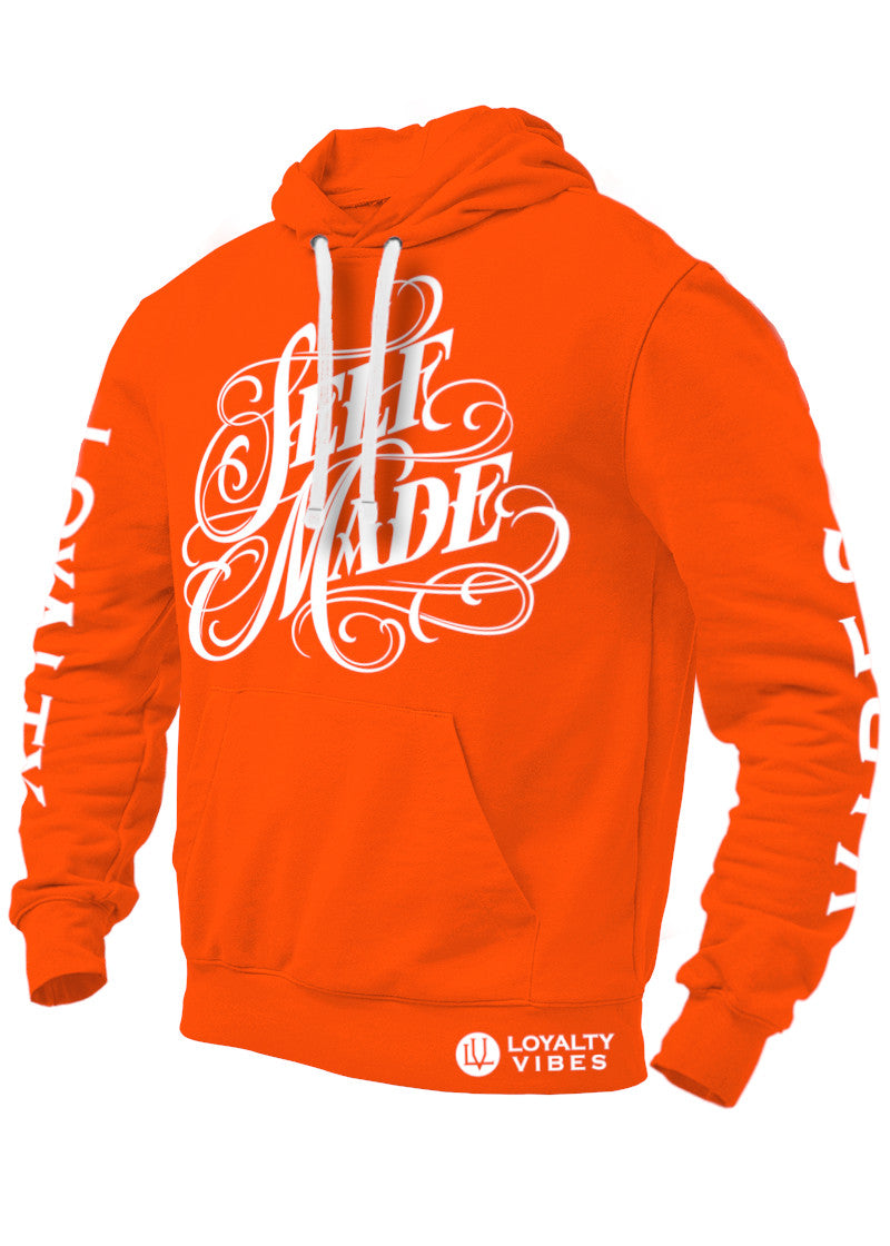 Self Made Hoodie Orange White - Loyalty Vibes