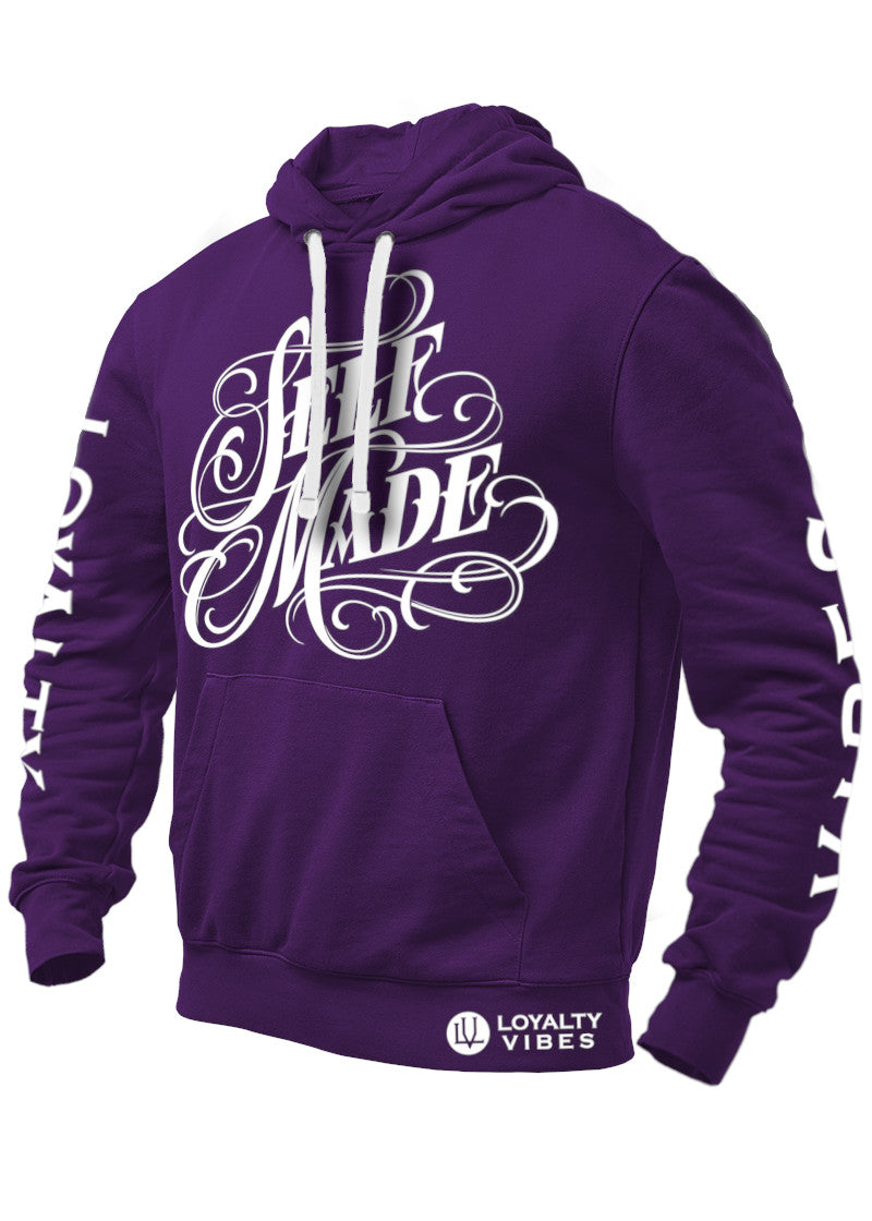 Self Made Hoodie Purple White - Loyalty Vibes