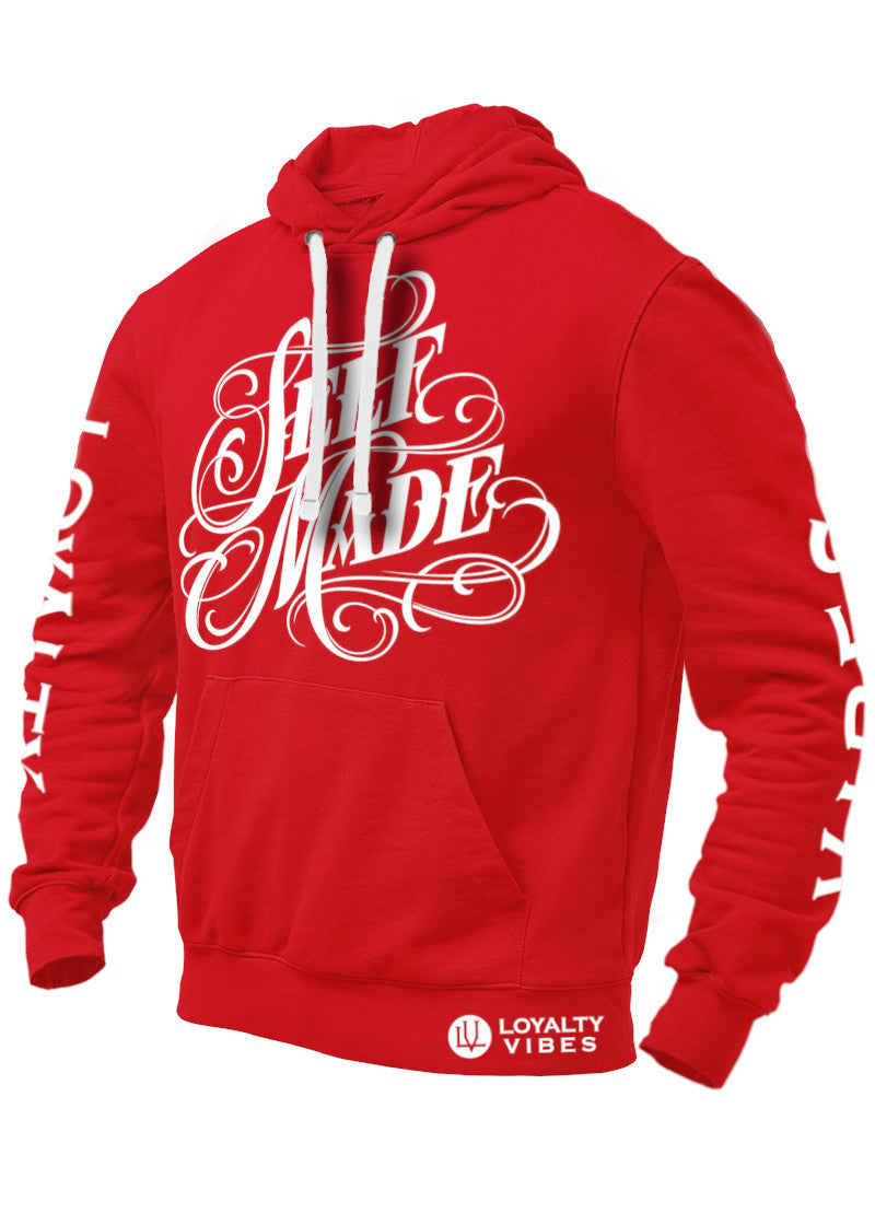 Self Made Hoodie Red White - Loyalty Vibes