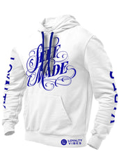 Self Made Hoodie White Blue - Loyalty Vibes