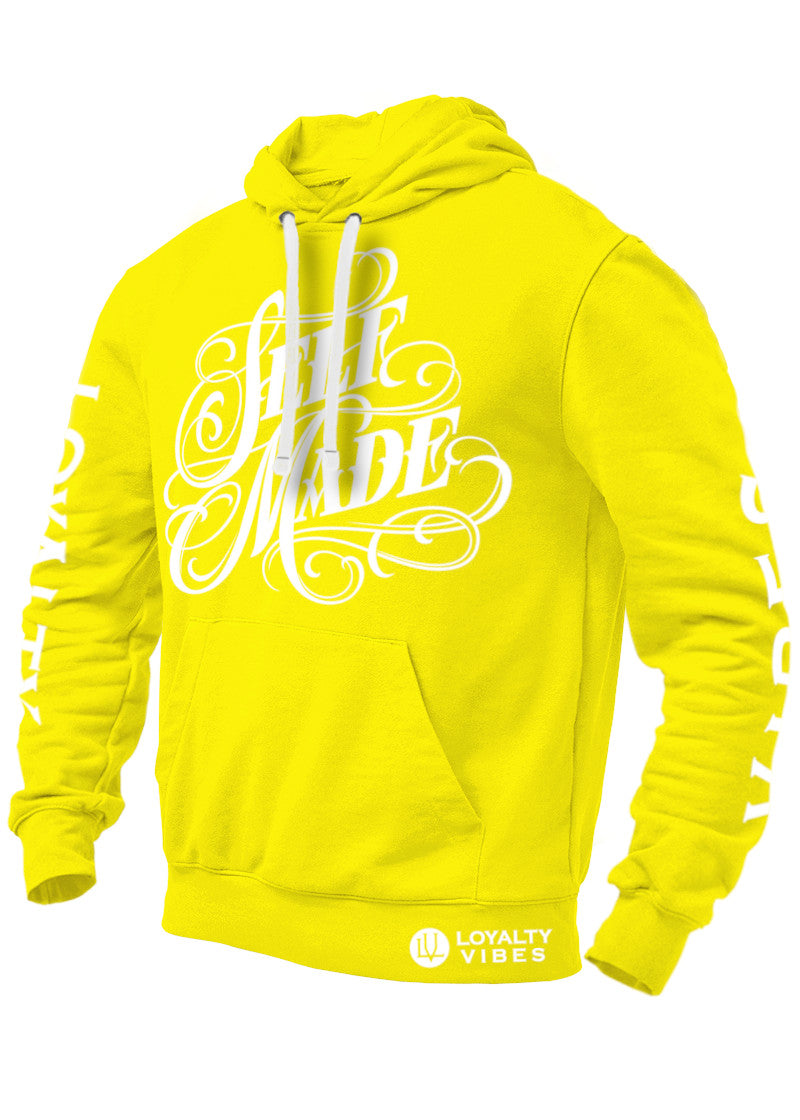 Self Made Hoodie Yellow White - Loyalty Vibes