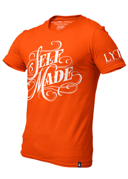 Self Made T-Shirt Orange White - Loyalty Vibes