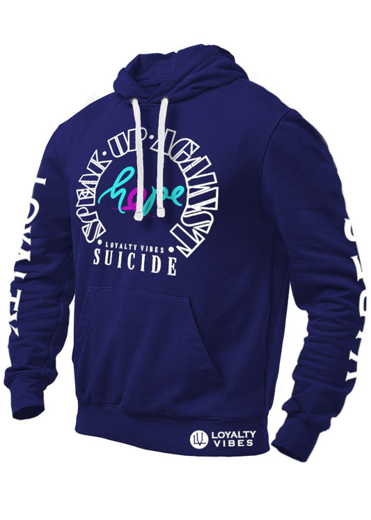 Speak Up Against Suicide Hoodie Navy Blue - Loyalty Vibes