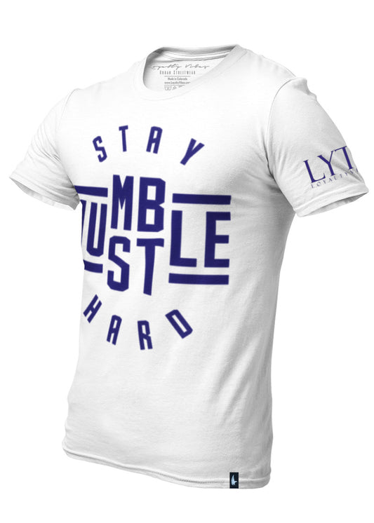 Loyalty Vibes Stay Humble Hustle Hard T-Shirt White Navy Blue Men's - Loyalty Vibes
