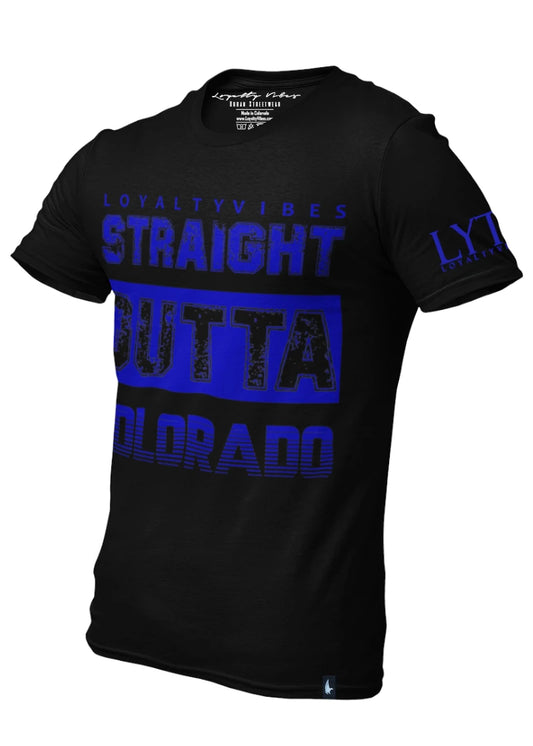 Straight Outta Colorado Graphic Tee - Black/Blue - Loyalty Vibes