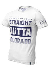 Straight Outta Colorado Graphic Tee - White/Navy Blue - Loyalty Vibes