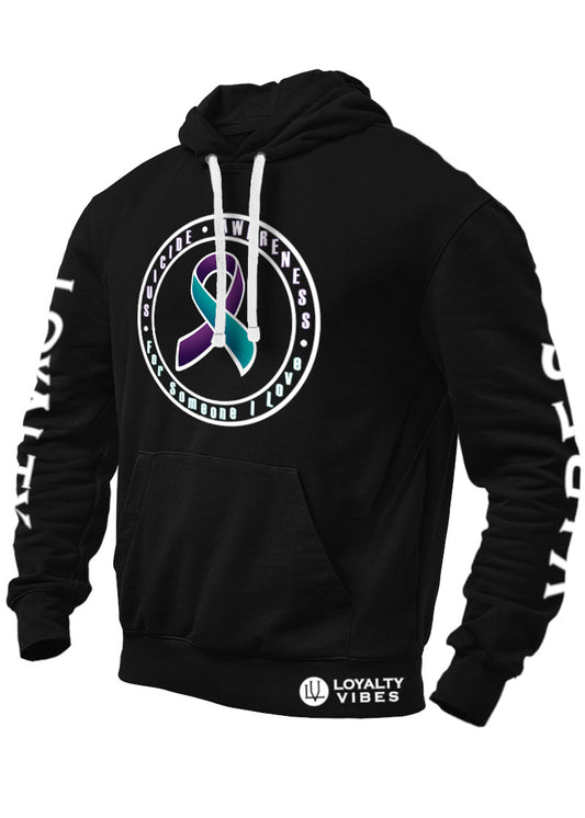 Loyalty Vibes Suicide Awareness Prevention Hoodie Black White Out - Loyalty Vibes