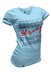 Suicide Stong V-Neck Tee Baby Blue Black - Loyalty Vibes