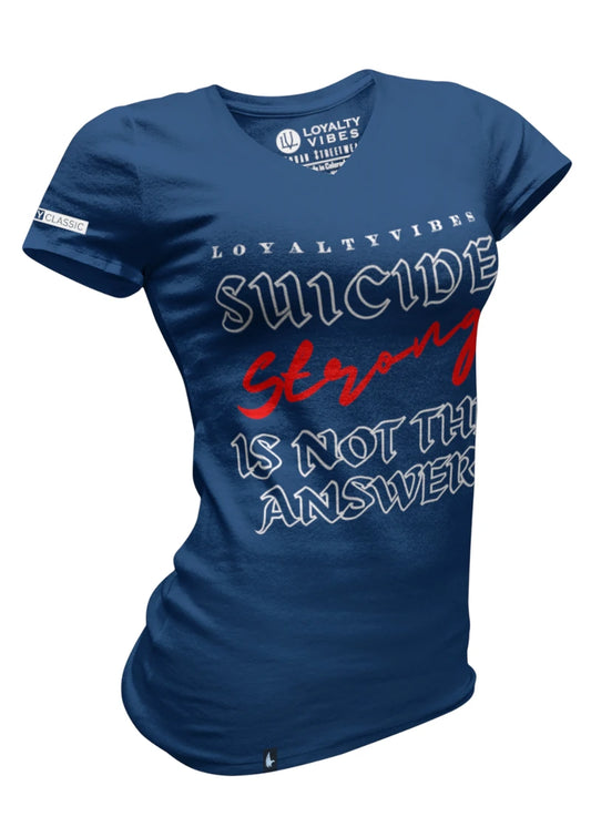 Suicide Stong V-Neck Tee Navy Blue - Loyalty Vibes