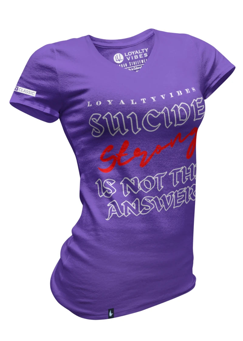 Suicide Stong V-Neck Tee Purple - Loyalty Vibes