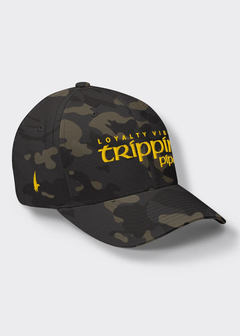 Trippin Pipe Fitted Hat - Black Camo/Gold - Loyalty Vibes