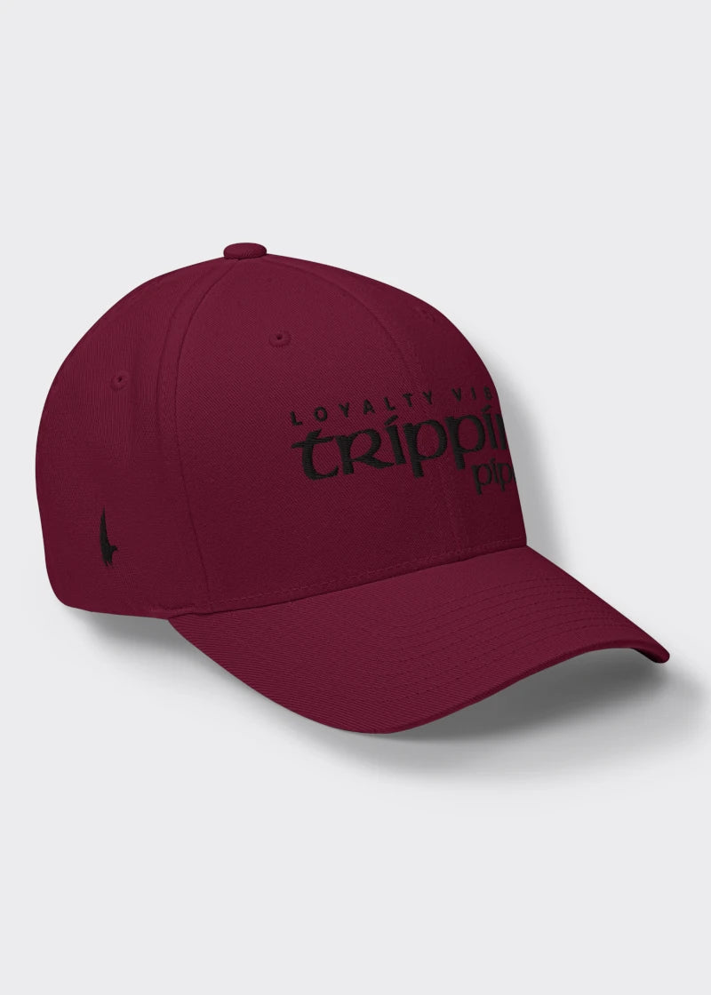 Trippin Pipe Fitted Hat - Maroon/Black - Loyalty Vibes