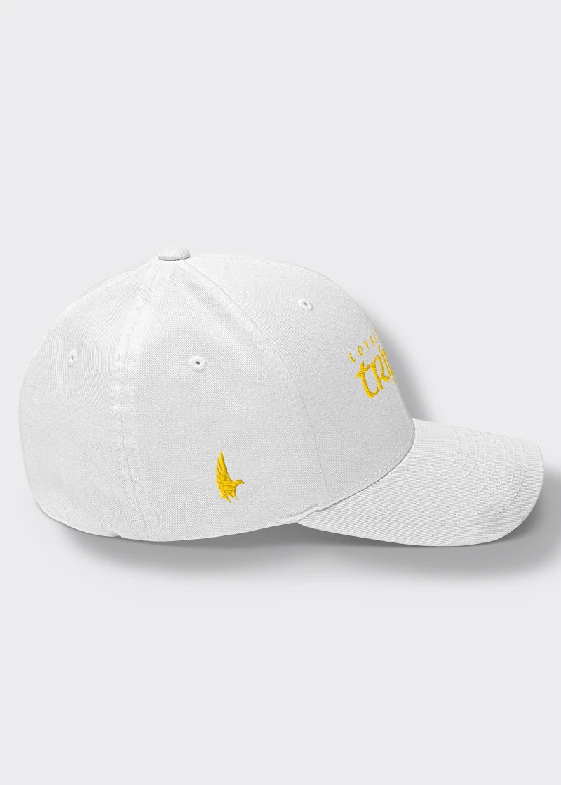 Trippin Pipe Fitted Hat - White/Gold - Side - Loyalty Vibes