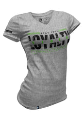 Velocity Logo V-Neck Tee Heather Grey Green - Loyalty Vibes