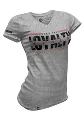 Velocity Logo V-Neck Tee Heather Grey Red - Loyalty Vibes