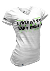 Velocity Logo V-Neck Tee White Green - Loyalty Vibes