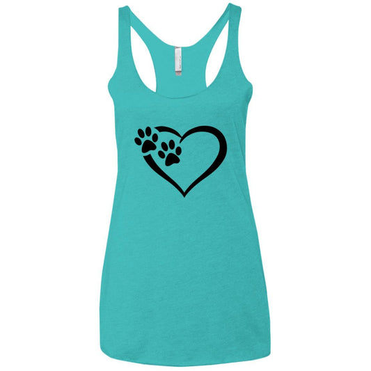 Ladies' Paws Of Passion Racerback Tank Tahiti Blue - Loyalty Vibes