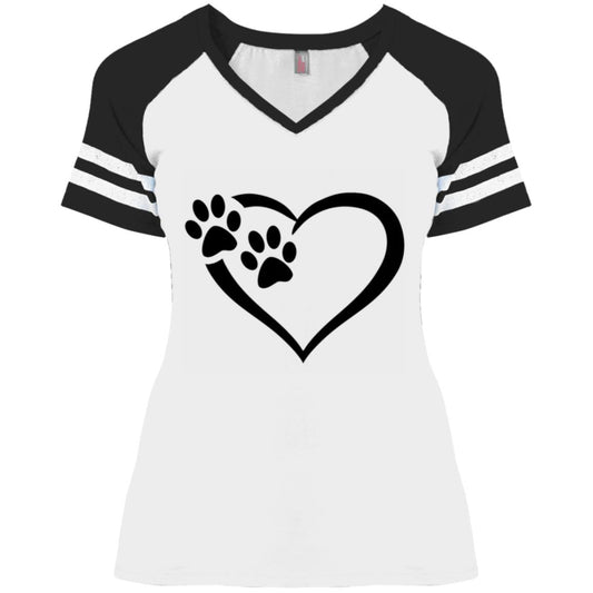 Ladies' Paws Of Passion Crossover T-Shirt White Black - Loyalty Vibes