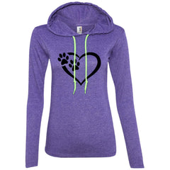 Paws Of Passion Slim Fit Hoodie Heather Purple Neon Yellow - Loyalty Vibes