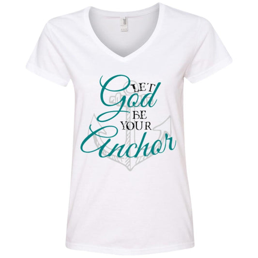 God's Anchor V-Neck T-Shirt White - Loyalty Vibes