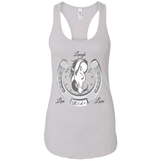 Live Laugh Love Ride Racerback Tank Top For Women White - Loyalty Vibes