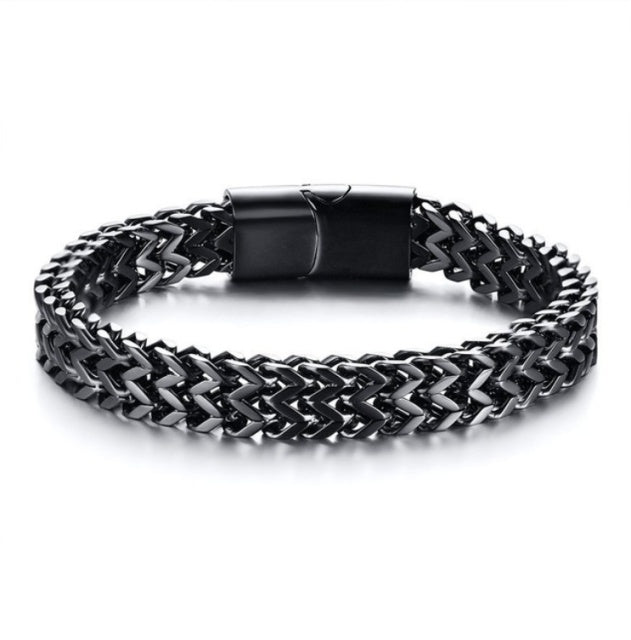 Braided Double Link Men's Bracelet Black - Loyalty Vibes