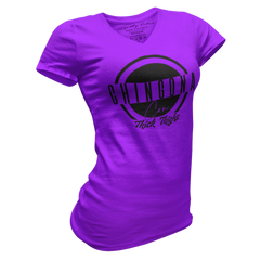 Chingona Con Thick Thighs V-Neck Tee Purple - Loyalty Vibes