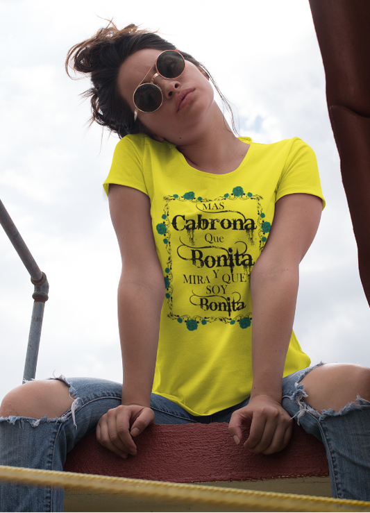 Mas Cabrona Que Bonita Tee Yellow - Loyalty Vibes