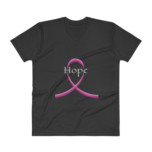 Women's Breast Cancer Awareness V-Neck T-Shirt Black - Loyalty Vibes