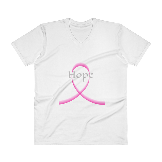 Women's Breast Cancer Awareness V-Neck T-Shirt White - Loyalty Vibes