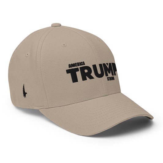 Loyalty Vibes America Trump Strong Fitted Hat Sandstone Black - Loyalty Vibes