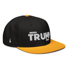 Loyalty Vibes America Trump Strong Snapback Hat Black White Gold One size - Loyalty Vibes