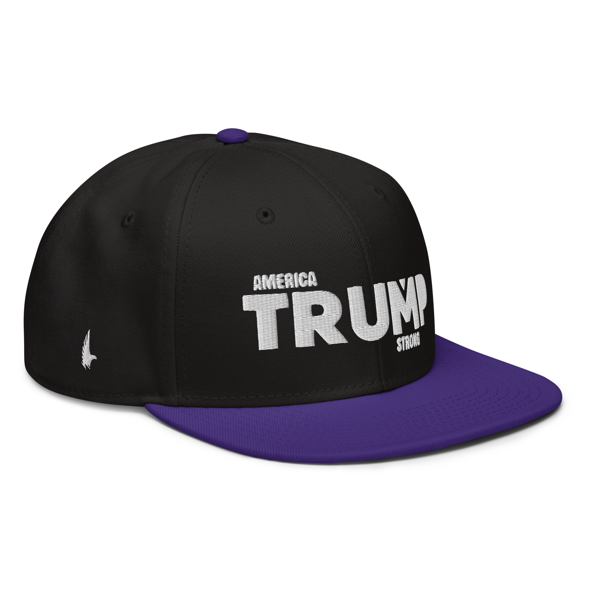 Loyalty Vibes America Trump Strong Snapback Hat Black White Purple One size - Loyalty Vibes
