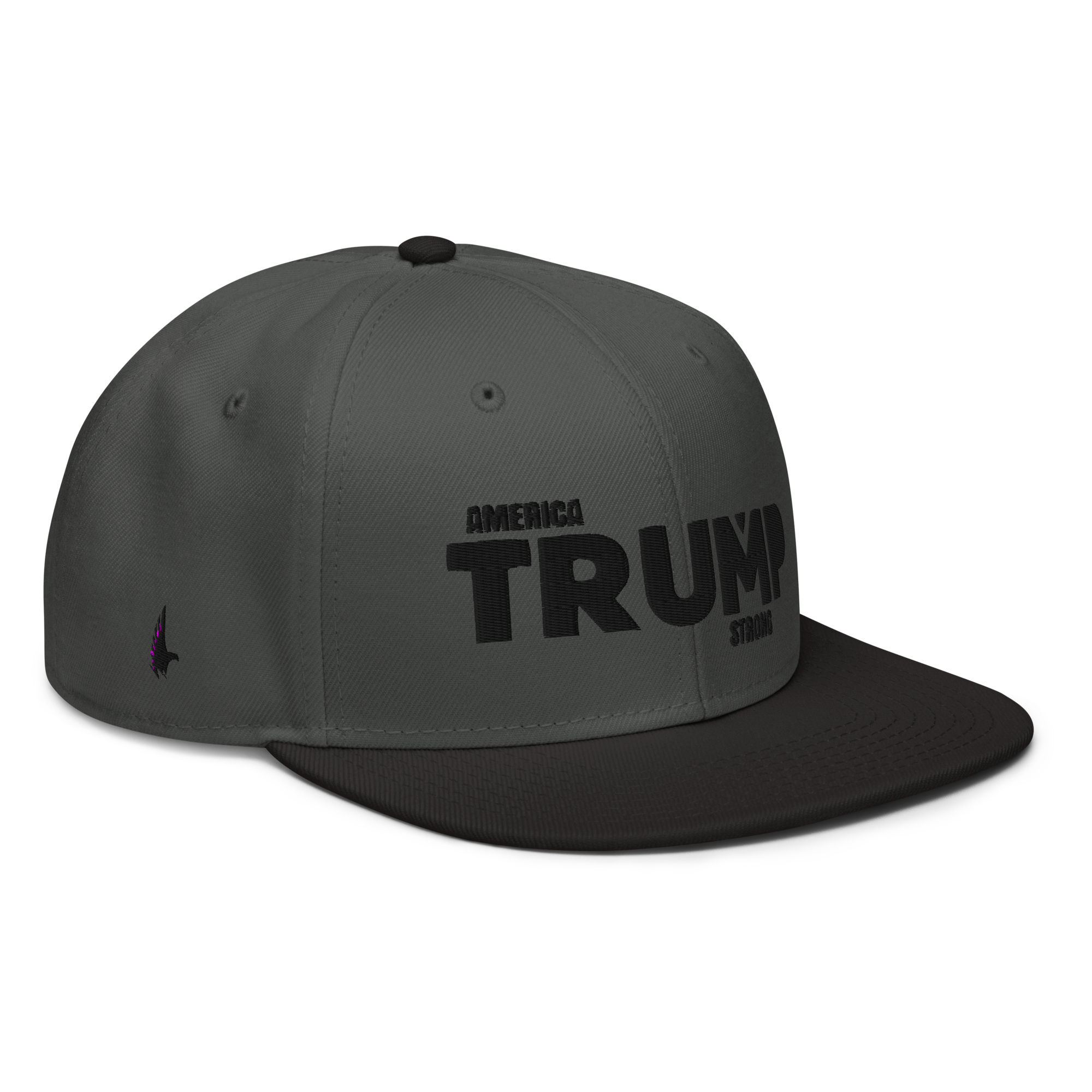 Loyalty Vibes America Trump Strong Snapback Hat Charcoal Grey Black Black One size - Loyalty Vibes