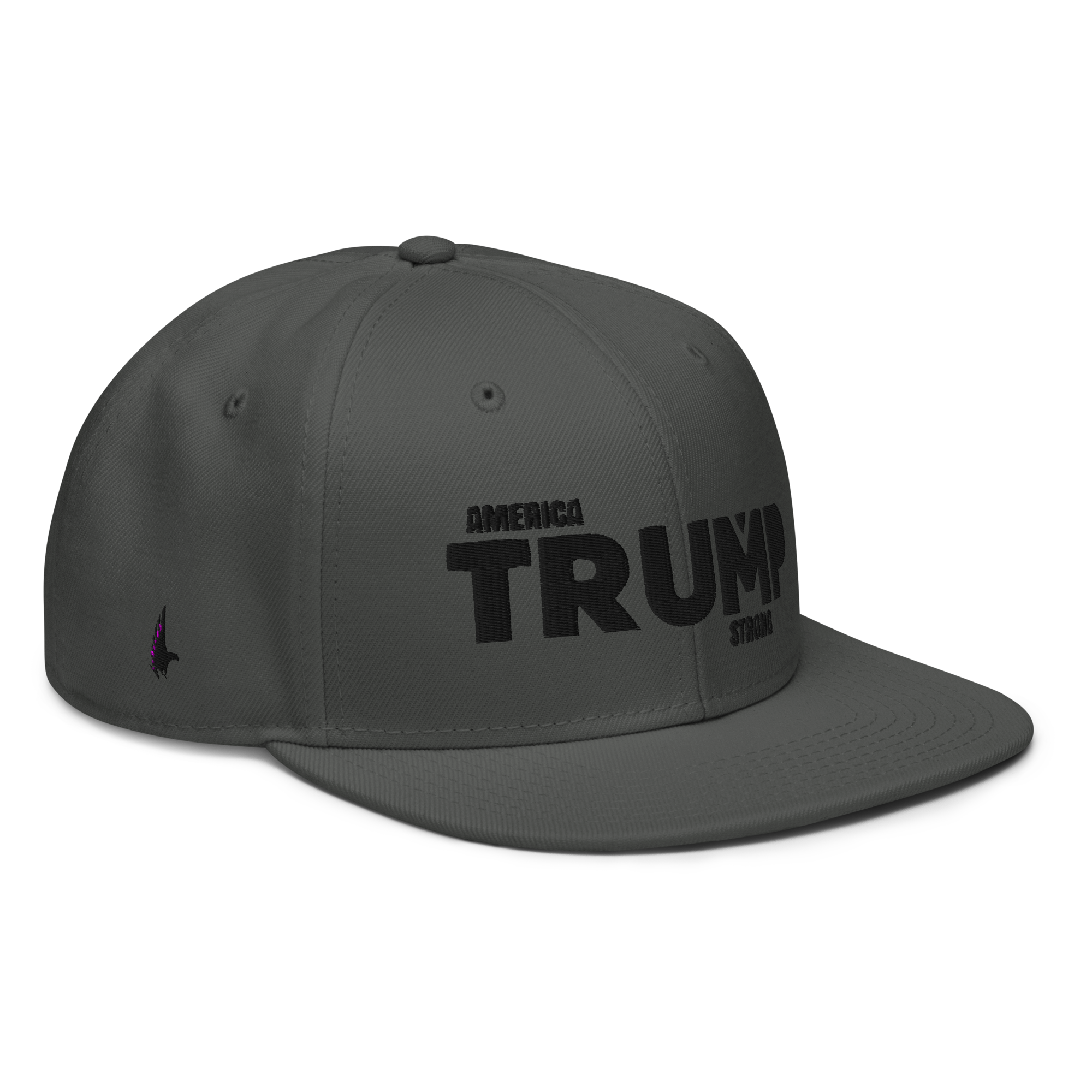 Loyalty Vibes America Trump Strong Snapback Hat Charcoal Grey Black One size - Loyalty Vibes