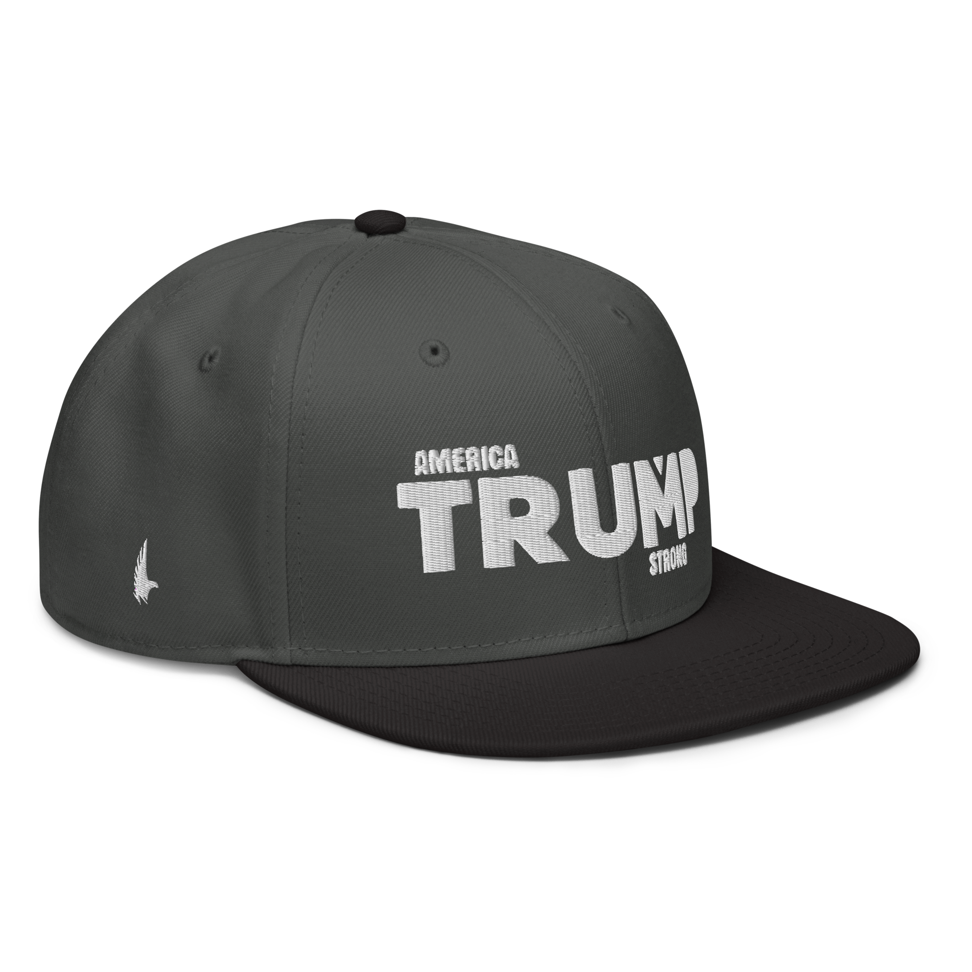 Loyalty Vibes America Trump Strong Snapback Hat Charcoal Grey White Black One size - Loyalty Vibes
