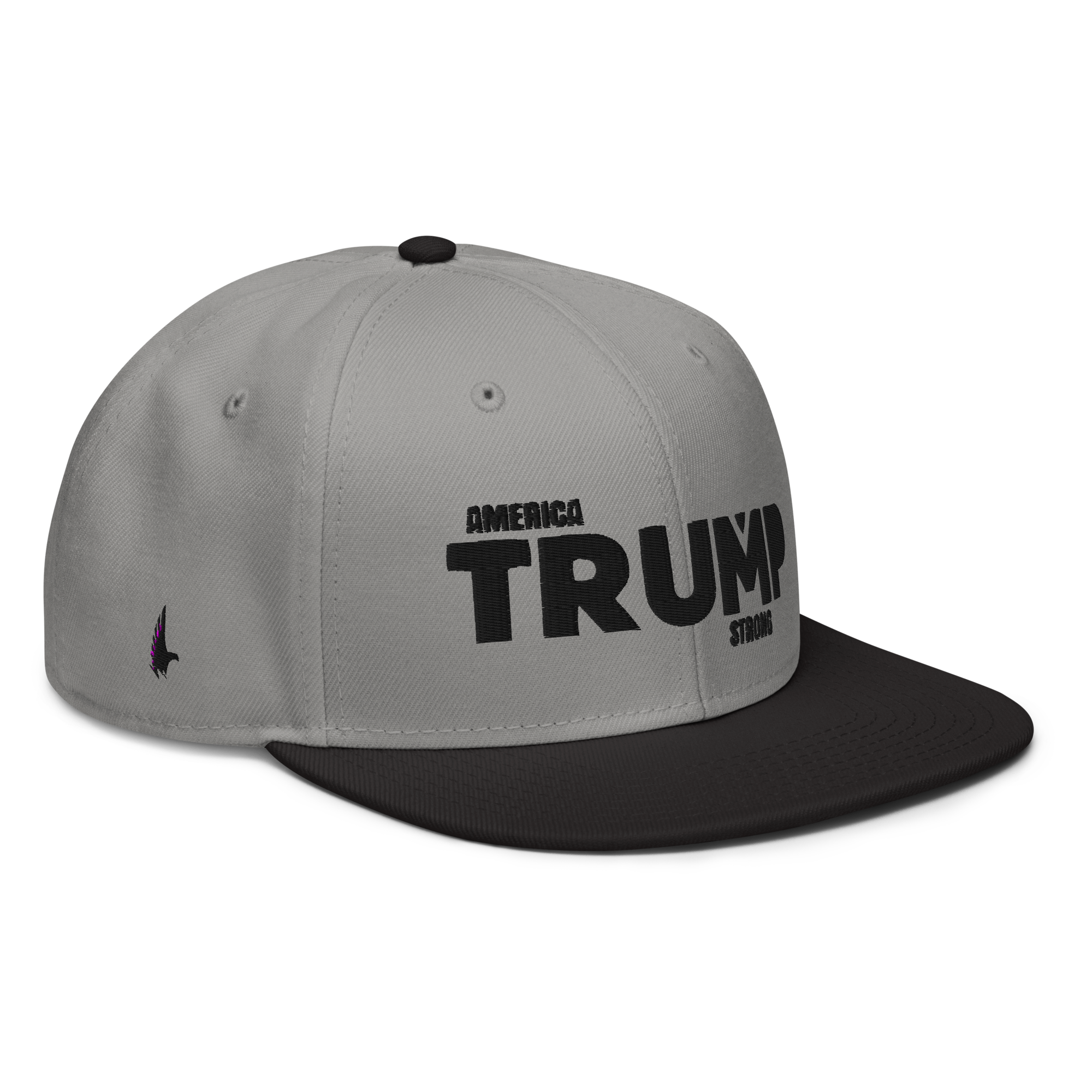 Loyalty Vibes America Trump Strong Snapback Hat Grey Black Black One size - Loyalty Vibes
