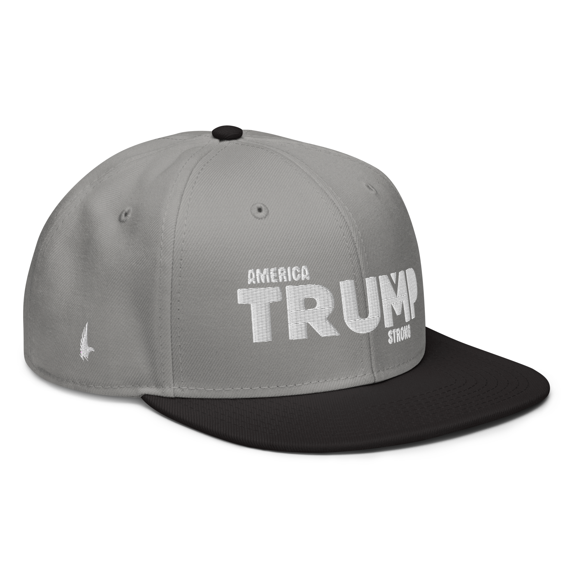 Loyalty Vibes America Trump Strong Snapback Hat Grey White Black One size - Loyalty Vibes