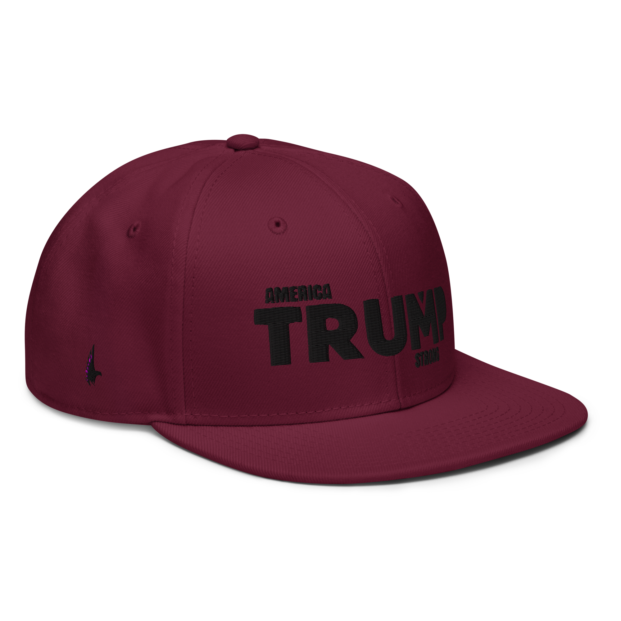 Loyalty Vibes America Trump Strong Snapback Hat Maroon Black One size - Loyalty Vibes