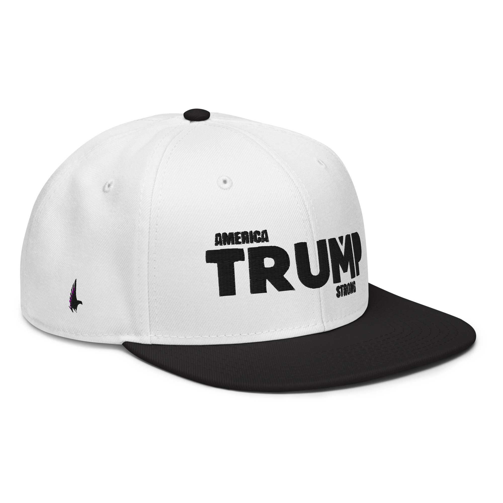 Loyalty Vibes America Trump Strong Snapback Hat White Black Black One size - Loyalty Vibes